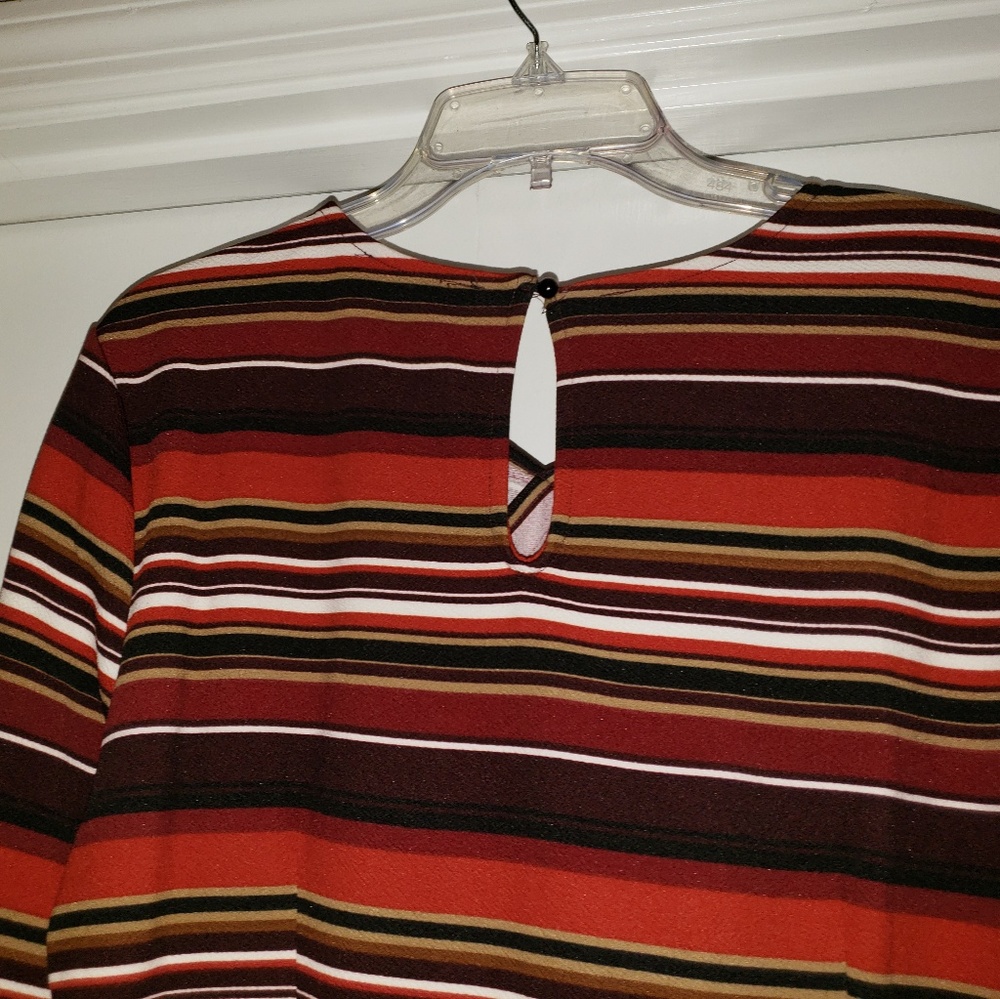 Burgundy/Brown/Cream colored Asymmetrical Dress - Picture 4 of 7